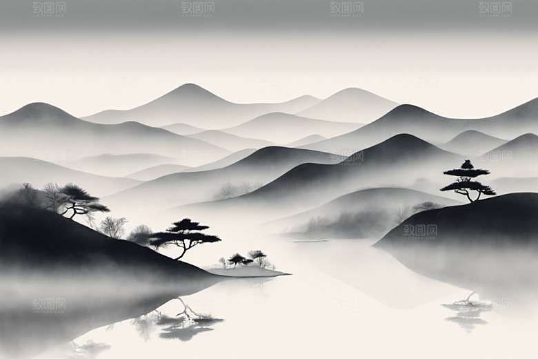 水墨高清国画装饰画