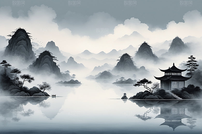 水墨国画细腻装饰画