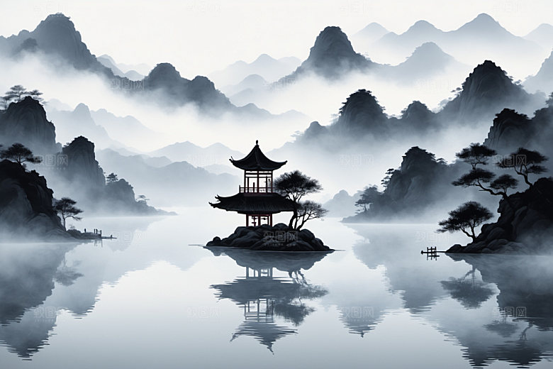 水墨山水中国风装饰画