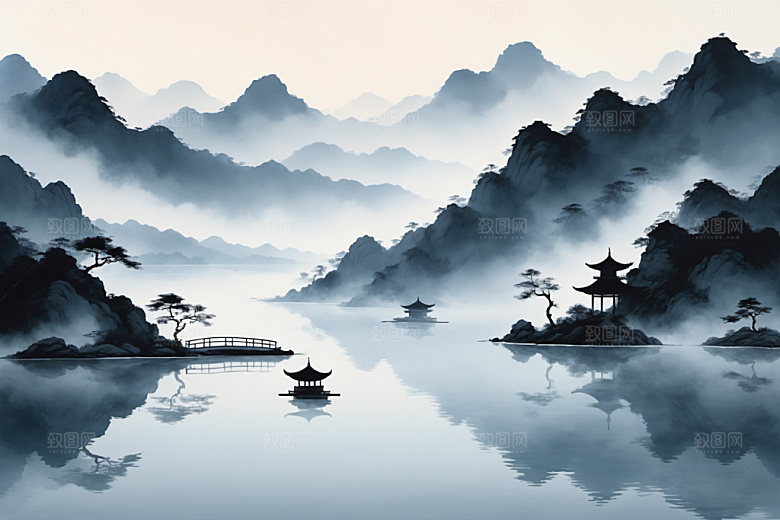 水墨唯美中国风装饰画