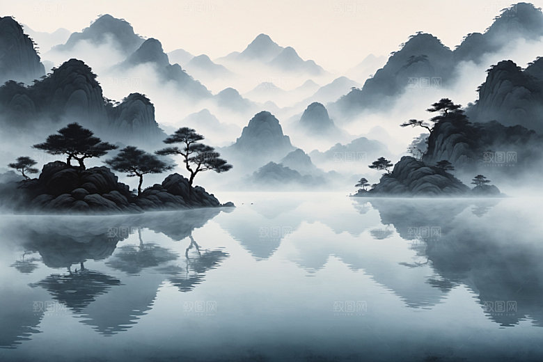 水墨山水国画装饰画