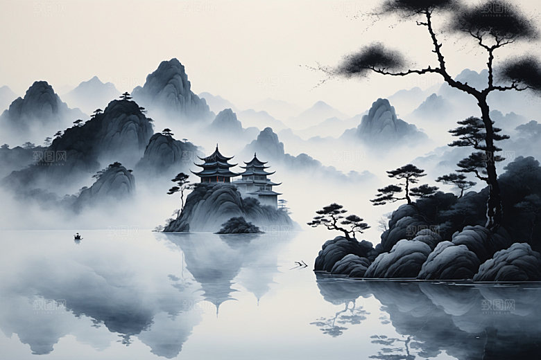 水墨高清细腻装饰画