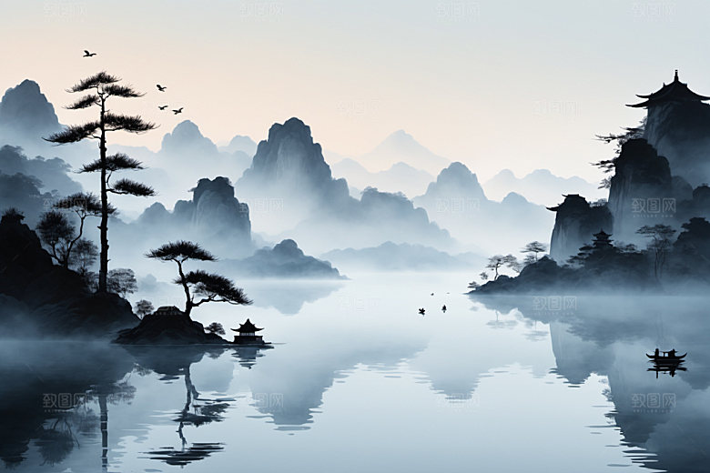 水墨唯美高清装饰画