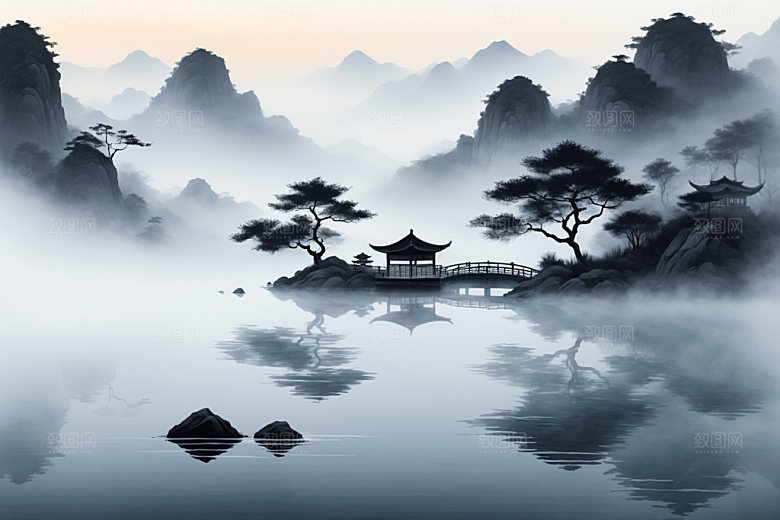 水墨唯美高清装饰画
