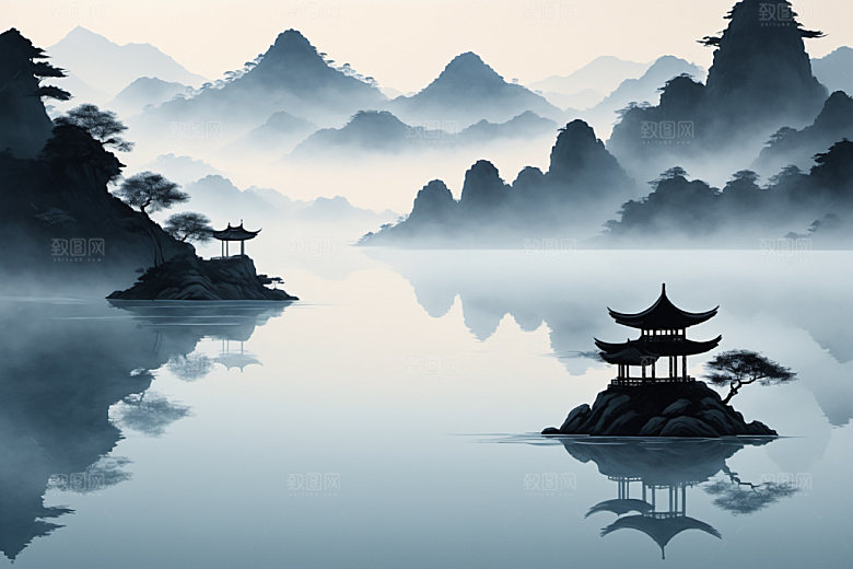 水墨山水中国风装饰画