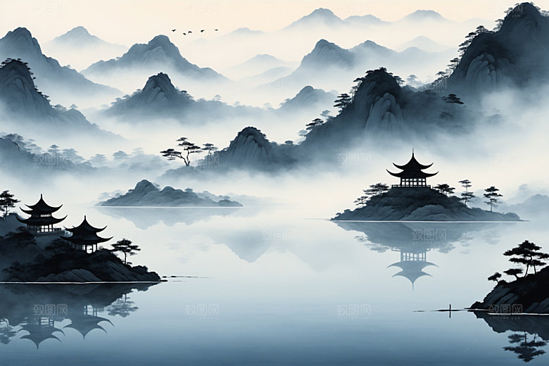 水墨山水意境装饰画