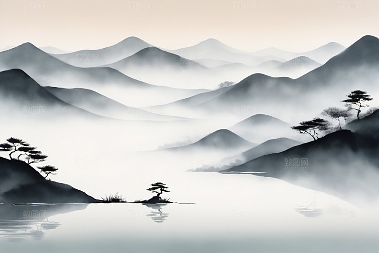 水墨国画唯美装饰画