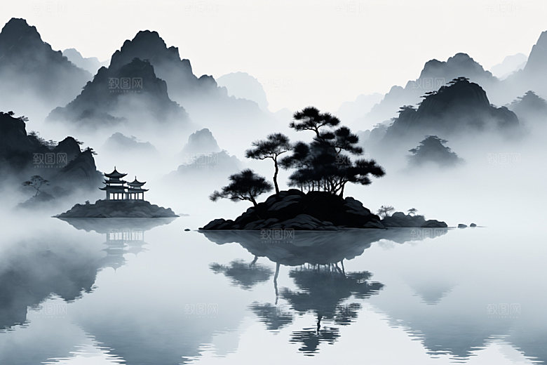 水墨国画唯美装饰画