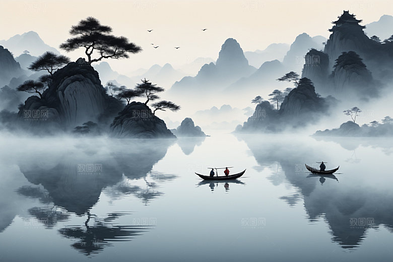 水墨山水意境装饰画