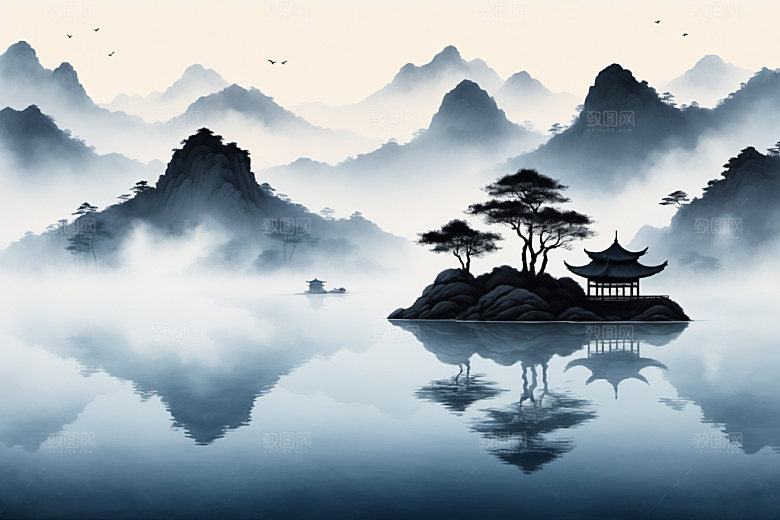 水墨高清国画装饰画