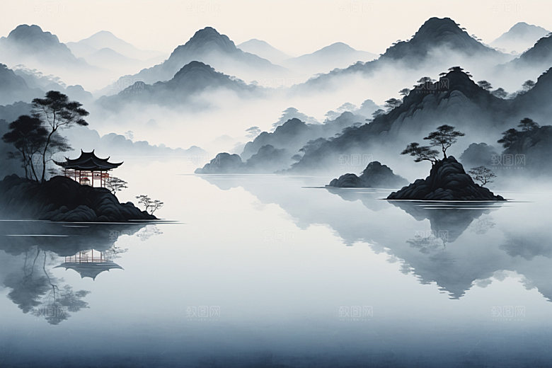 水墨写意唯美装饰画
