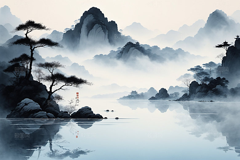 水墨高清国画装饰画
