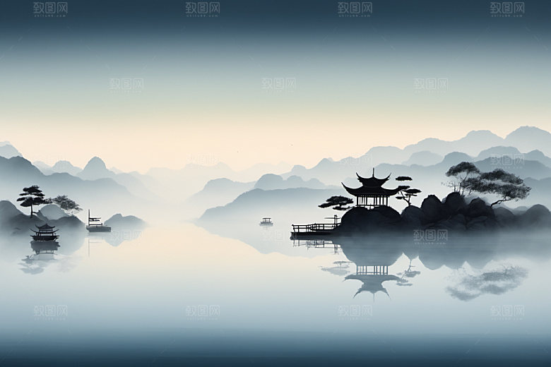 水墨国画唯美装饰画