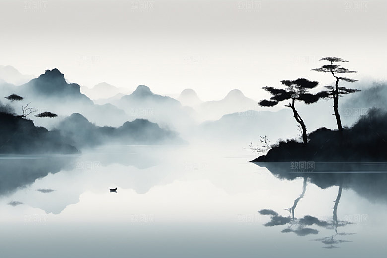 水墨写意唯美装饰画