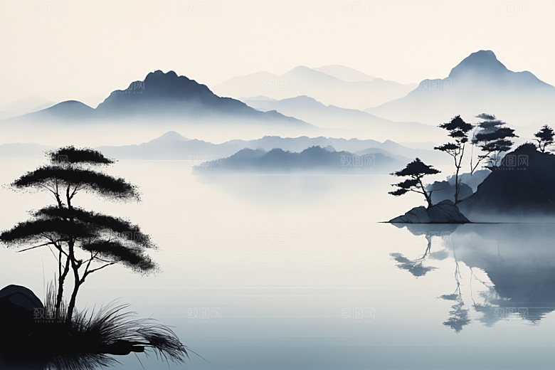 水墨细腻国画装饰画