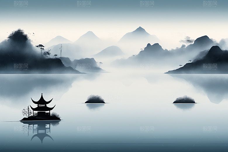 水墨唯美国画装饰画