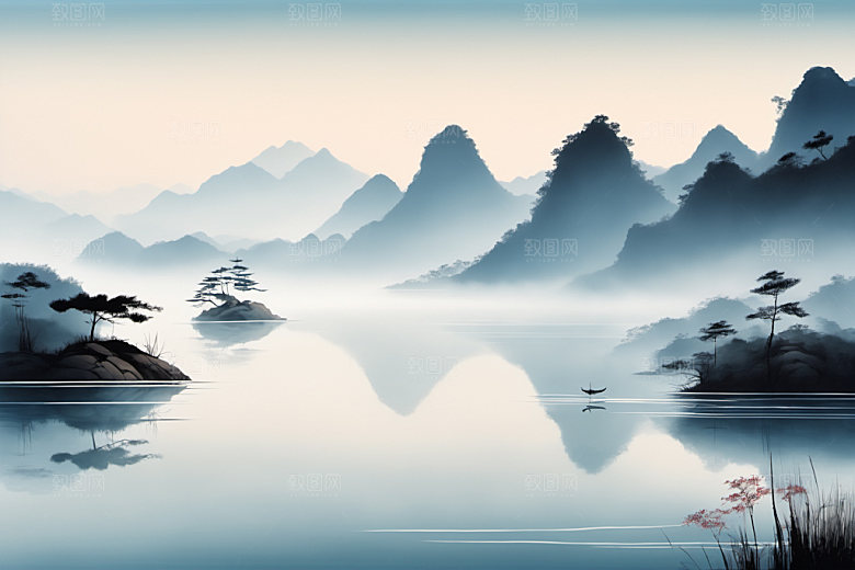 水墨细腻中国风装饰画