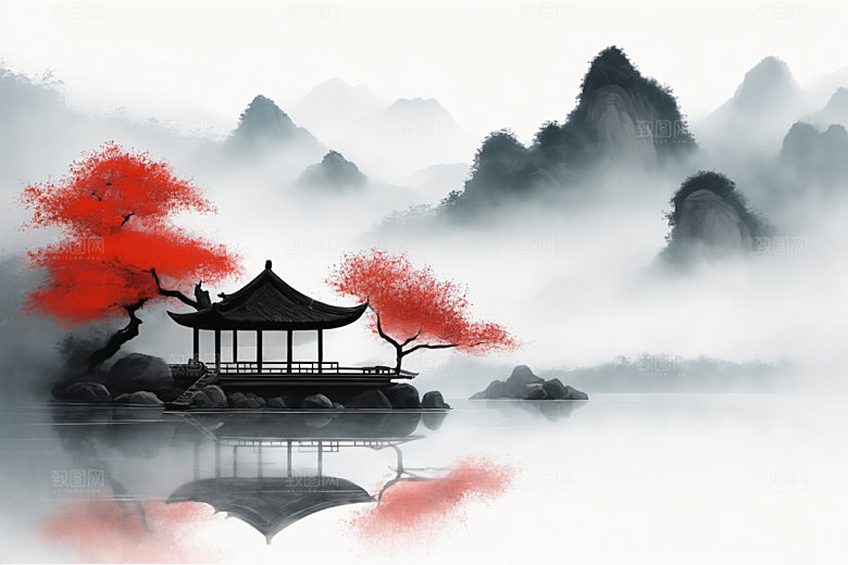 水墨细腻唯美装饰画