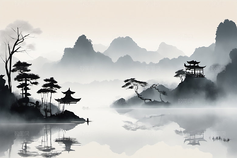 水墨细腻意境装饰画