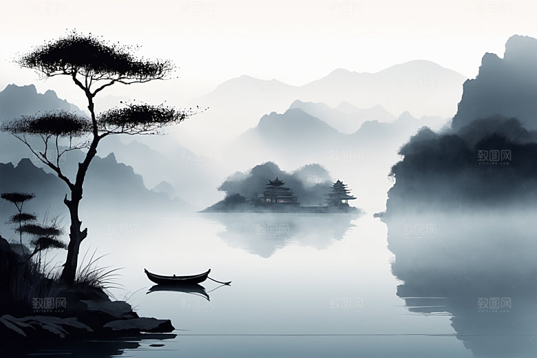 水墨高清国画装饰画
