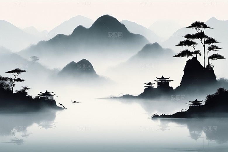 水墨中国风山水装饰画