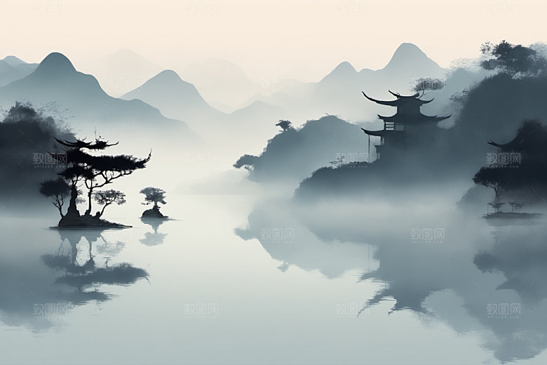 水墨中国风细腻装饰画