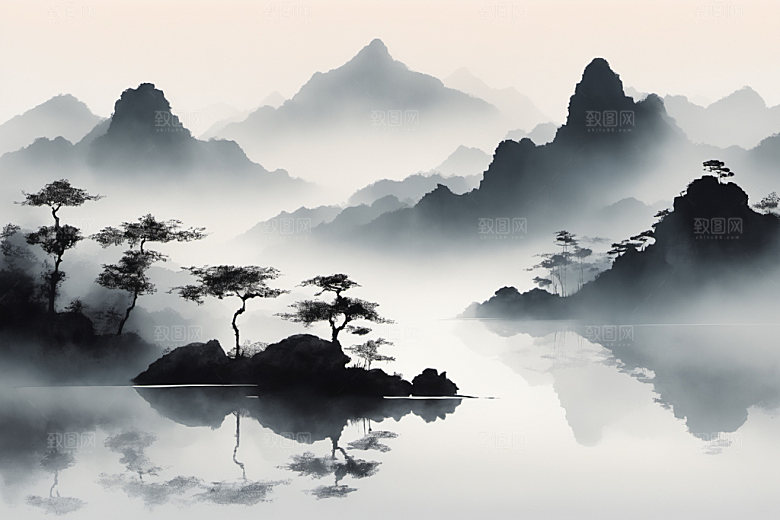 水墨高清国画装饰画