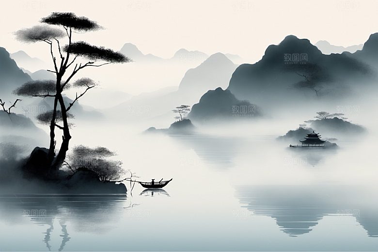 水墨唯美意境装饰画