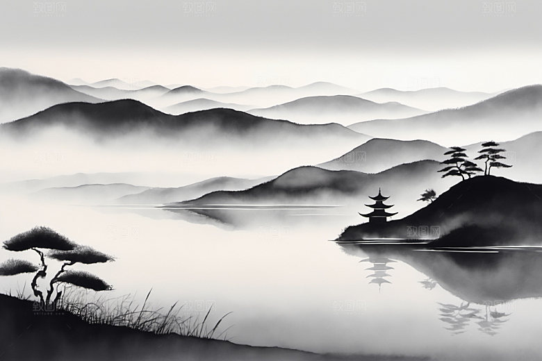水墨高清国画装饰画