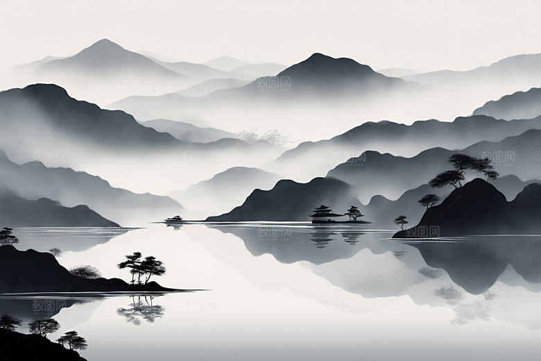 水墨国画细腻装饰画