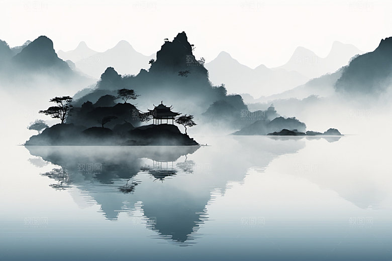 水墨山水中国风装饰画