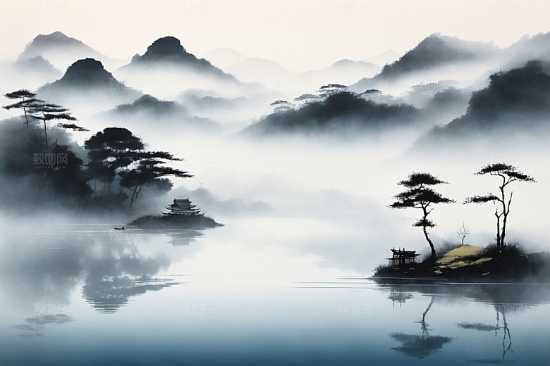 水墨唯美意境装饰画