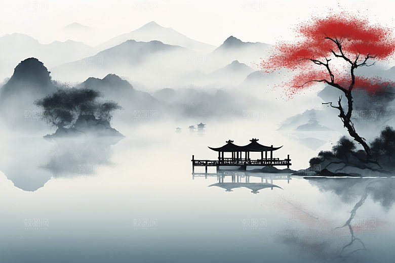水墨唯美国画装饰画