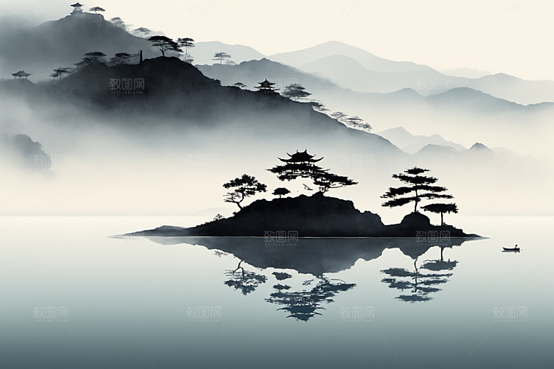 水墨细腻唯美装饰画