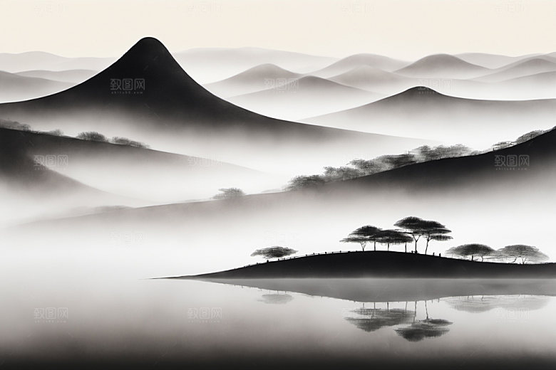 水墨唯美写意装饰画