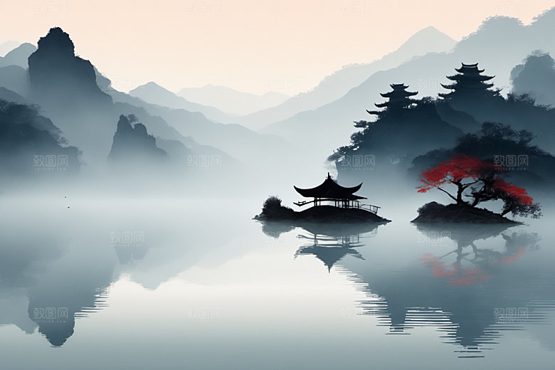 水墨山水国画装饰画