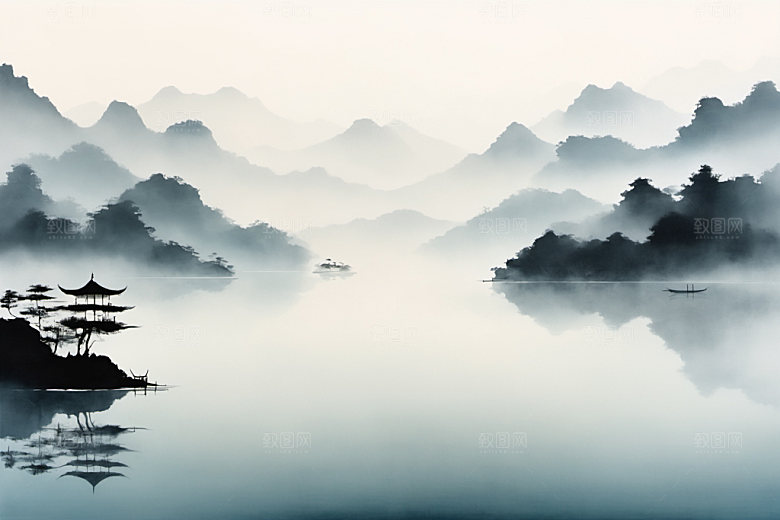 水墨意境山水装饰画