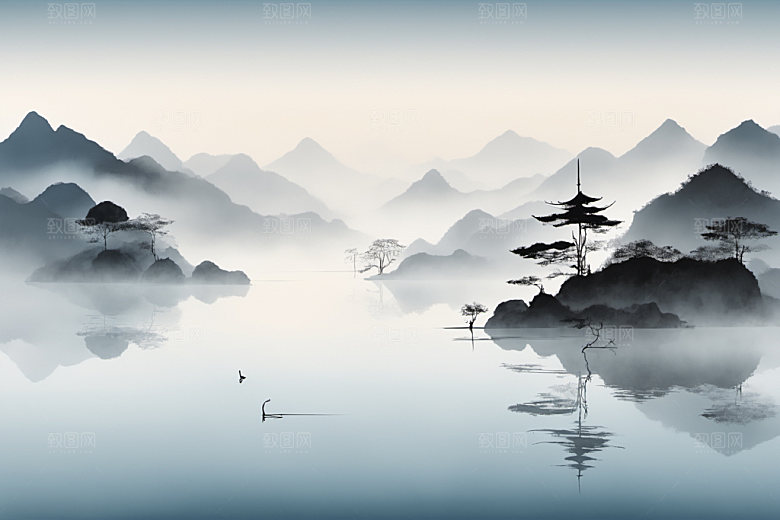 水墨唯美意境装饰画