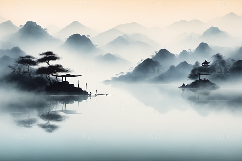水墨山水意境装饰画