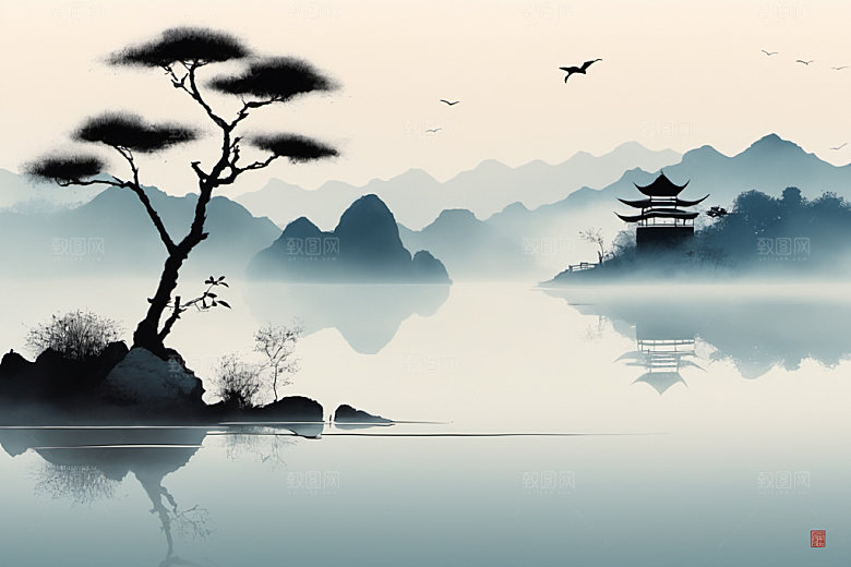 水墨高清国画装饰画