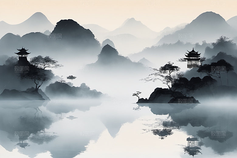 水墨细腻高清装饰画