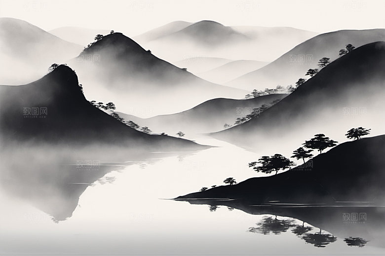 水墨中国风山水装饰画