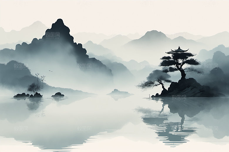 水墨高清山水装饰画