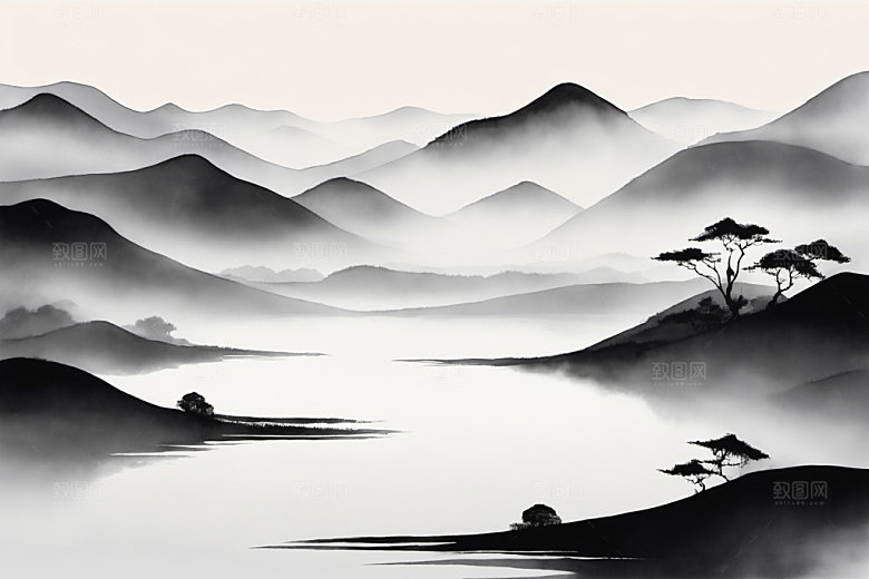 水墨国画意境装饰画