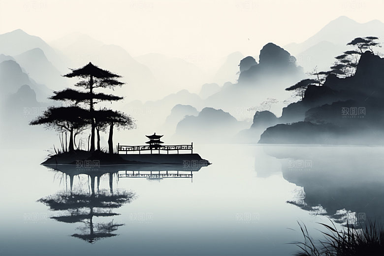 水墨唯美意境装饰画