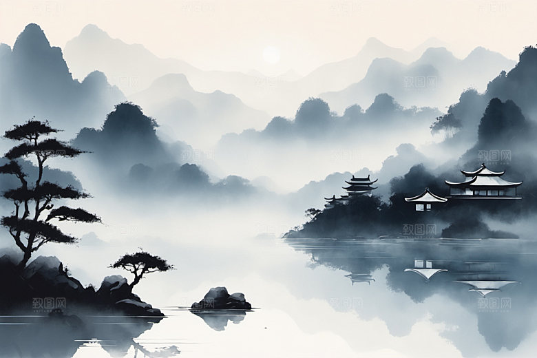 水墨写意唯美装饰画