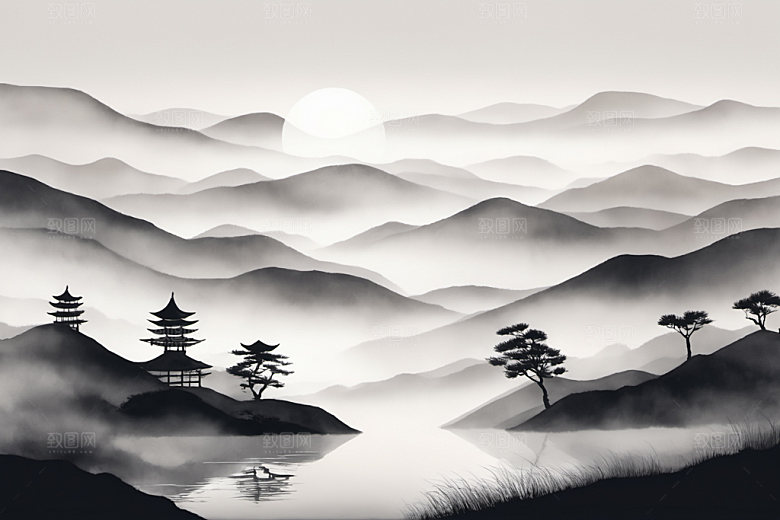 水墨唯美意境装饰画