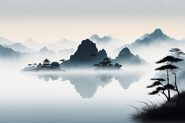水墨写意细腻装饰画