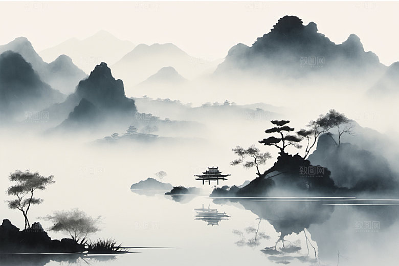 水墨高清国画装饰画