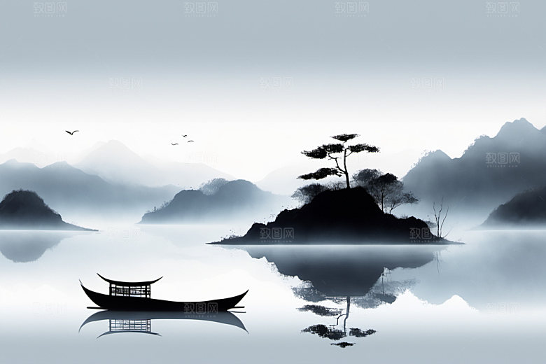 水墨细腻国画装饰画